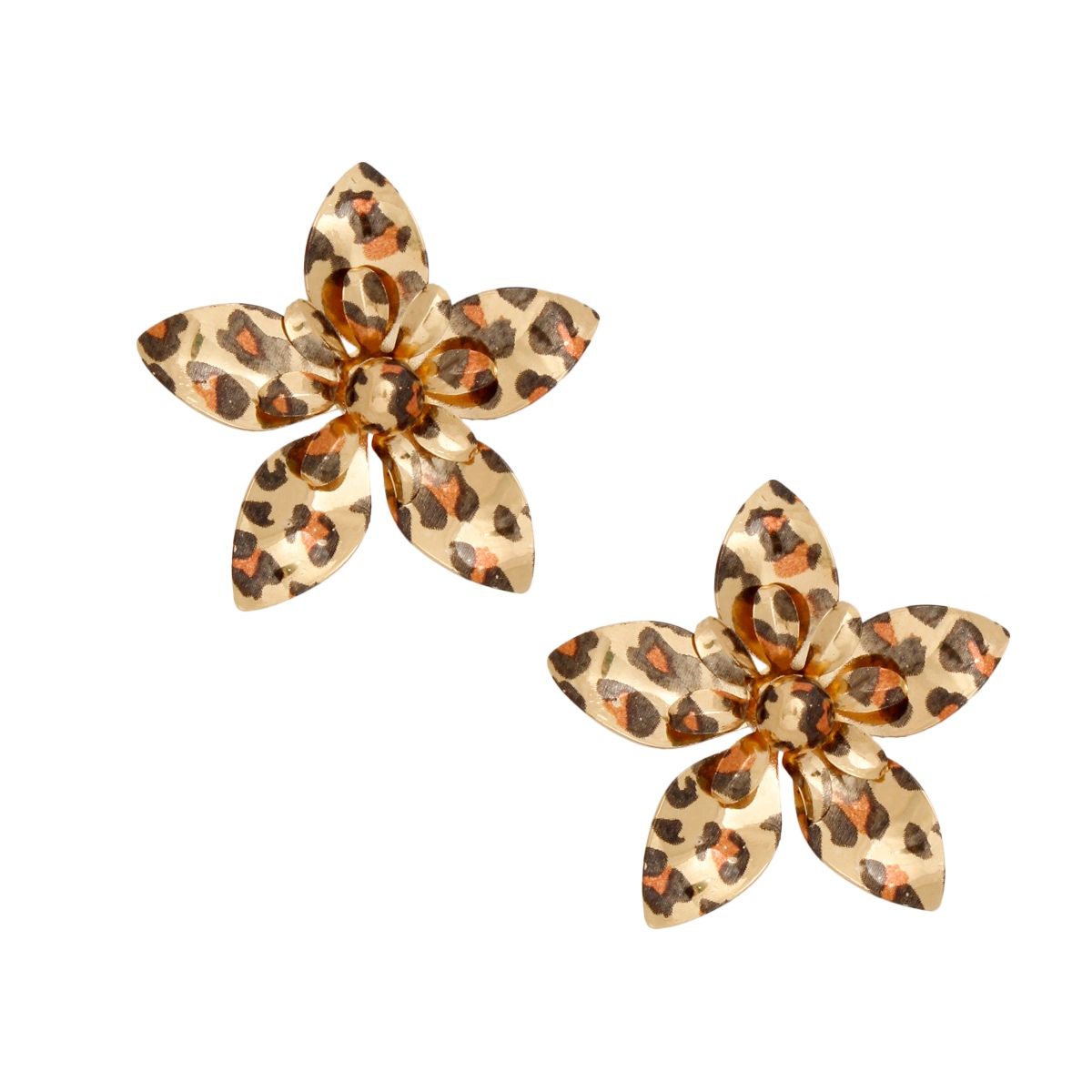 Stud Gold Leopard Fierce 3D Flower Earrings Women