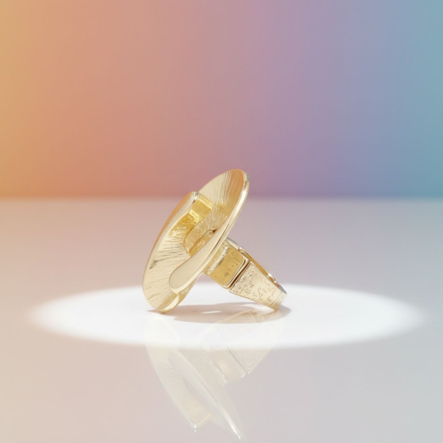 Cocktail Ring Large Gold 3D Yin-Yang Stretch Fit