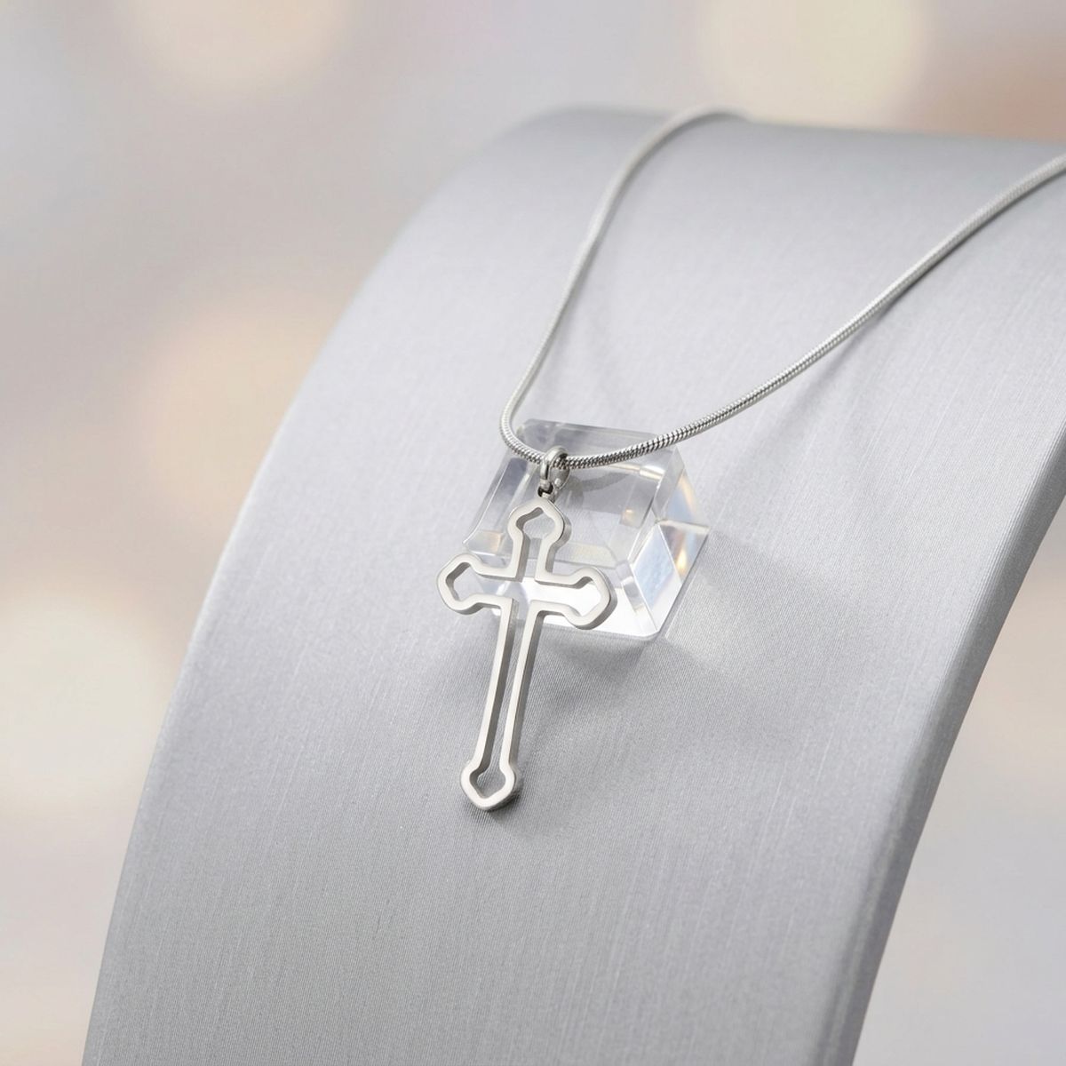 Stainless Steel Cross Pendant Chain Necklace