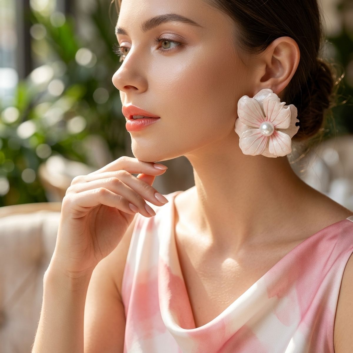 White Oversized Stud Painted Petal Flower Earrings