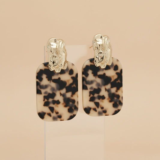 Drop Oversized Beige Turtle Shell Opulent Earrings