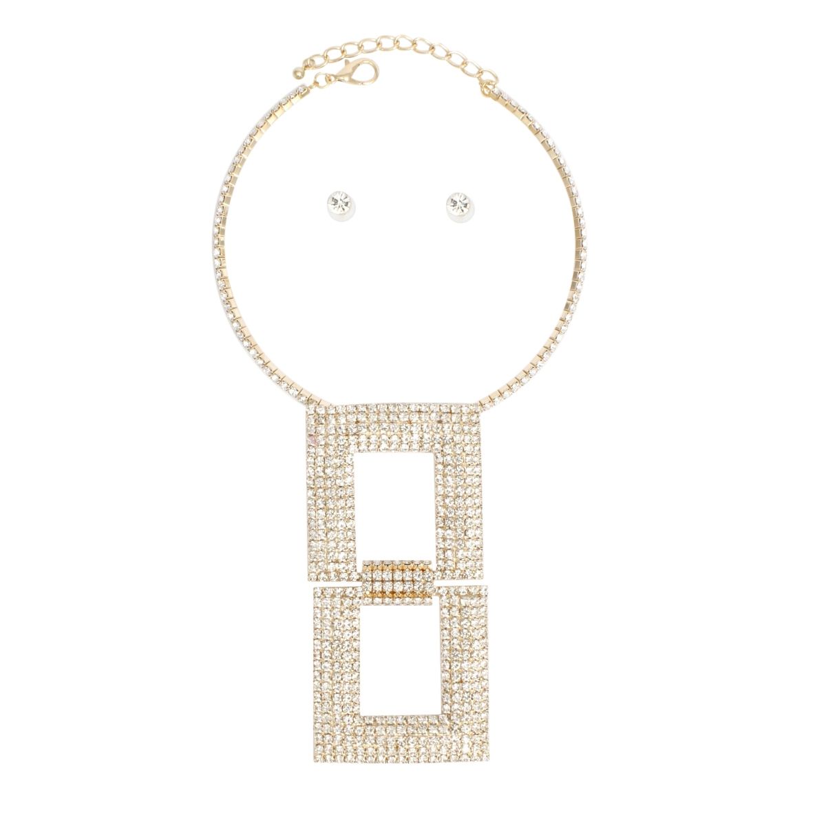 Choker Gold Lustrous Linked Pave Pendant Necklace