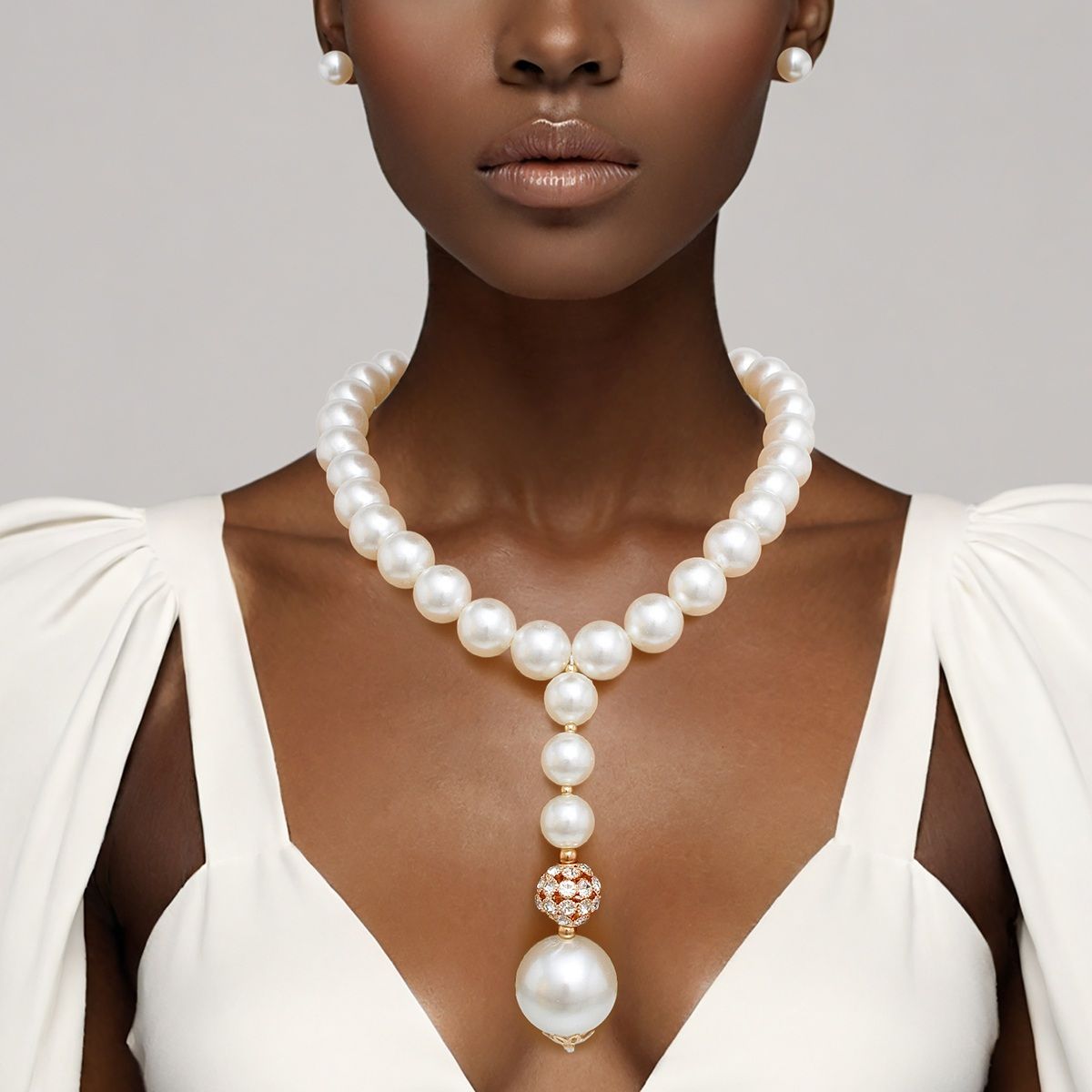 Pearl Couture Cream Single Strand Pendant Necklace