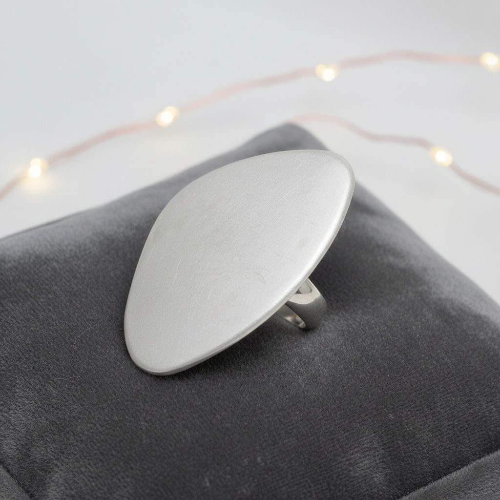 XL Matte Silver Irregular Oval Statement Ring