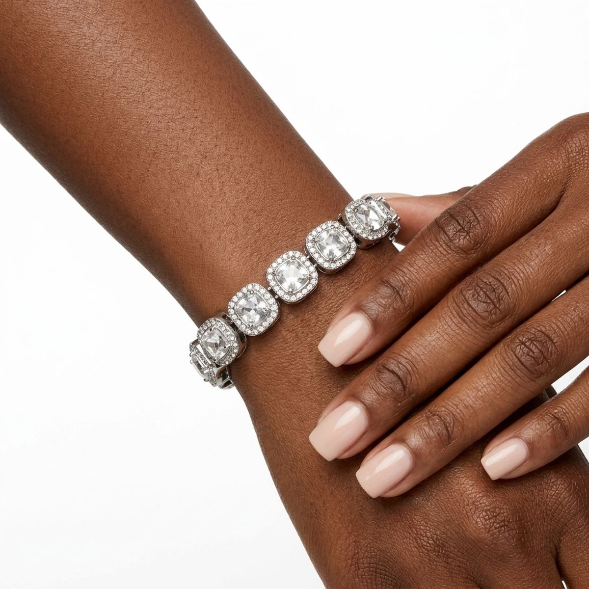 Tennis Silver Cushion Cut Crystal Luxe Bracelet