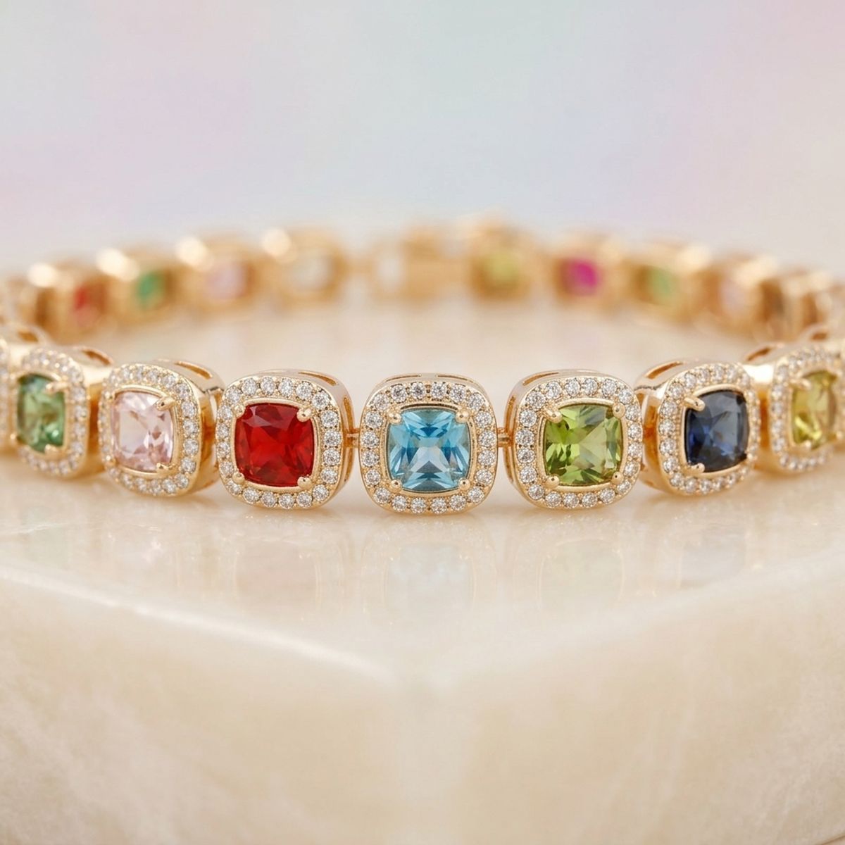 Tennis Colorful Cushion Cut Crystal Luxe Necklace